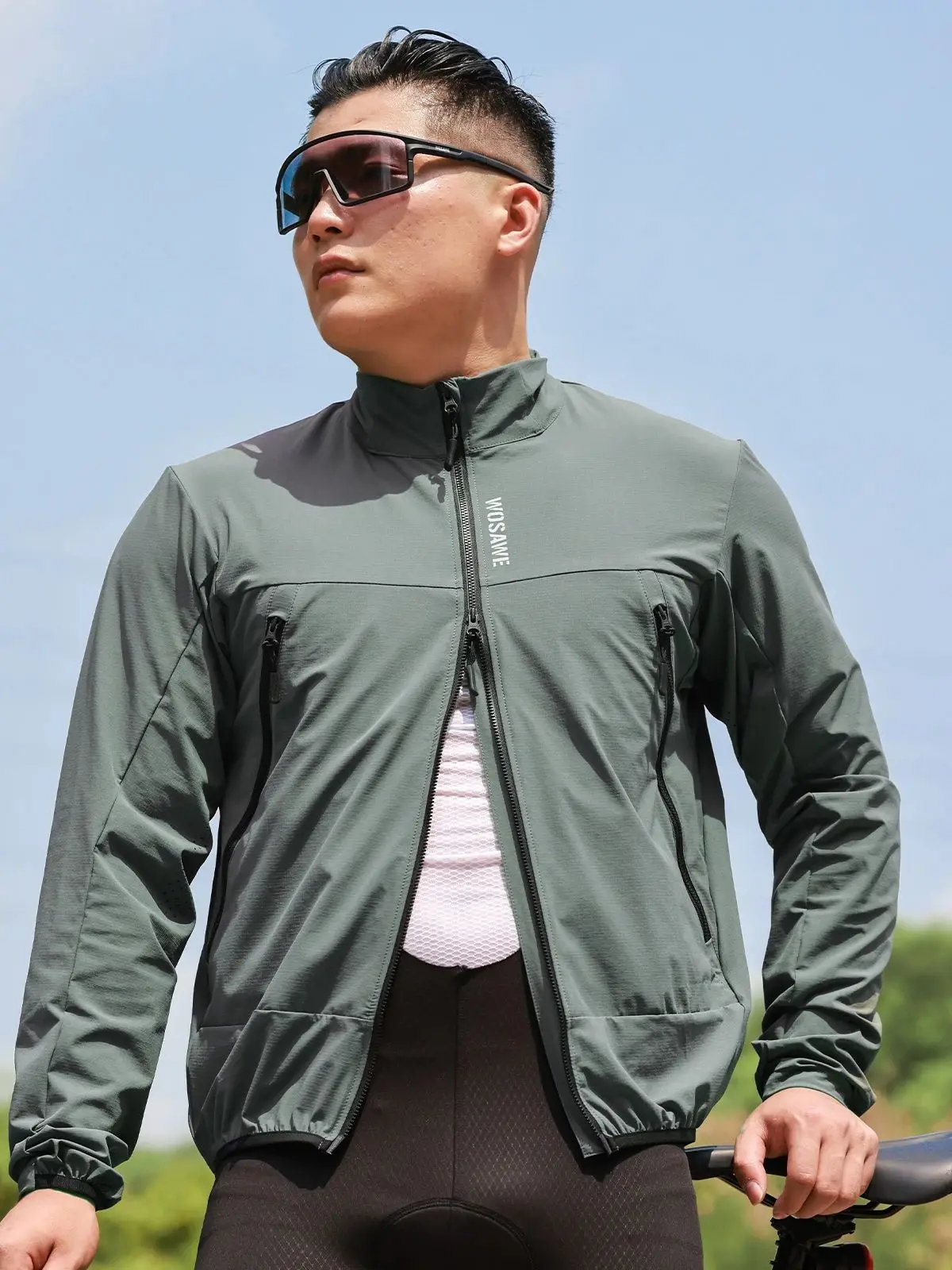 WOSAWE – veste de vélo pour hommes, gilet en Jersey à manches longues, manteau coupe-vent, coupe-vent, vêtements de sport de plein air avec manches amovibles