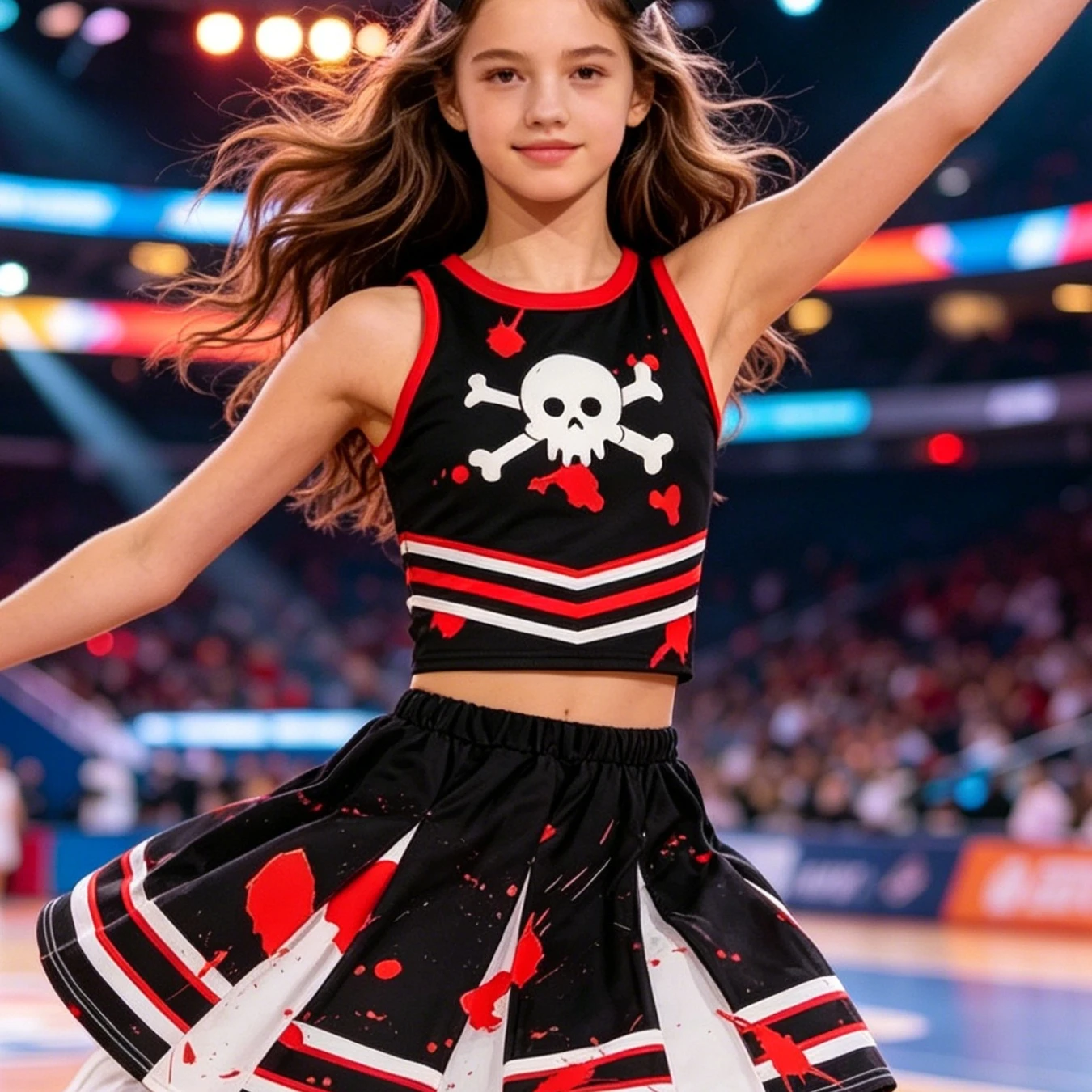 Halloween Pirate Themed Cheerleading Outfit Dark Printed Tank Top And Skirt Set Party Stage Performance Costume