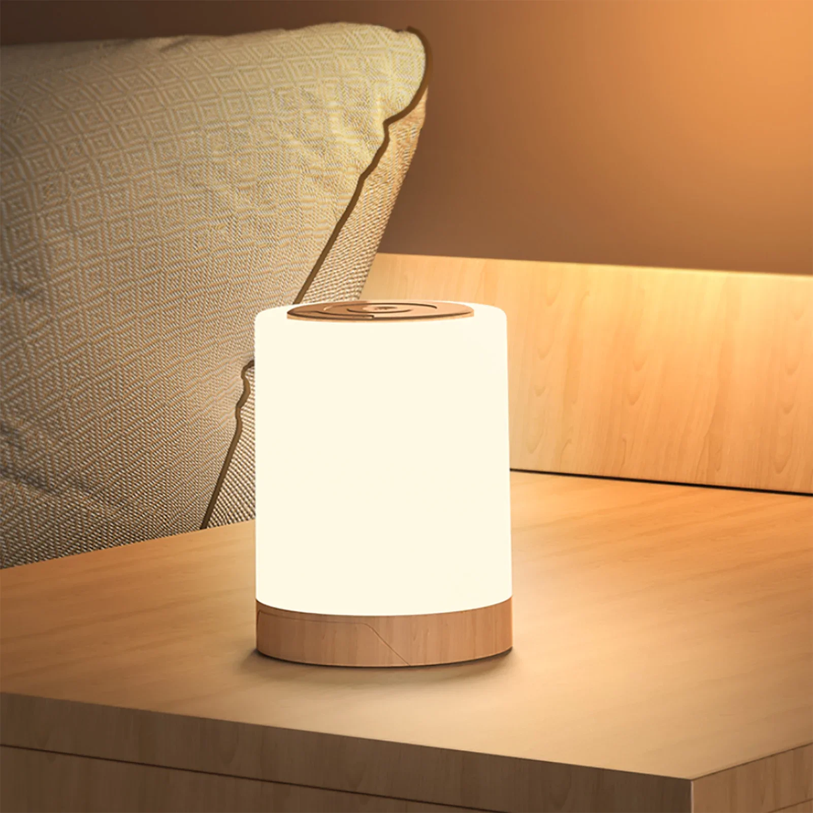 Touch Control Night Light With Hanging USB Rechargeable Dimmable RGB Night Light Bedroom Bedside Ambient Table Lamp With Timer