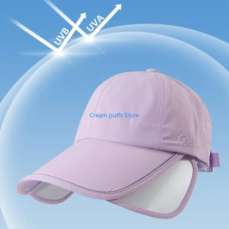 50LE Summer Sun Hat with Long Brims for Protection & Ponytail Friendly Design Gift