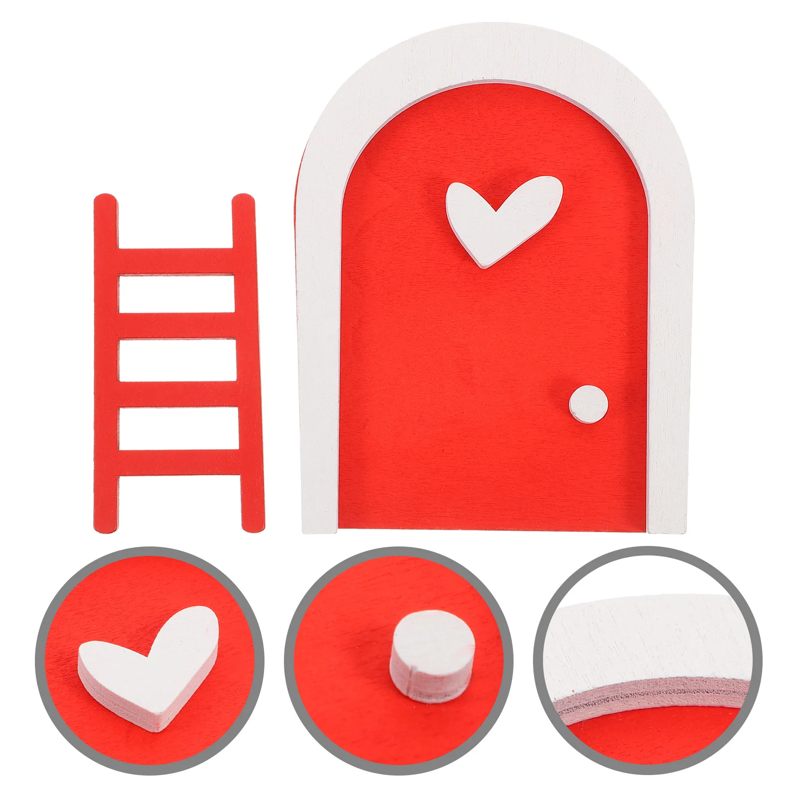 

2Pcs Mini Wood Door Set Wooden Garden Decoration Miniature Craft Tiny Ladder for Tabletop Mini Garden Micro Landscape Ornament