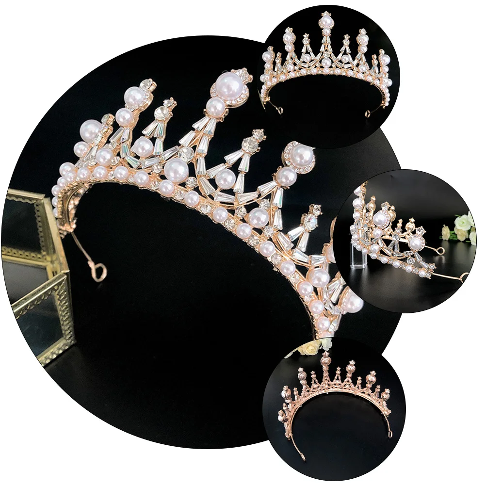 

Pearl Headband Elegant Bridal Crown Baroque Wedding Headdress Girls Hair Accessories Beautiful Retro Unique Bridesmaids