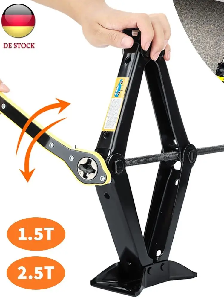 Cric à ciseaux de voiture 2.5T/1.5T, support de levage de manivelle d'urgence, clé à cliquet permettant d'économiser du travail, outil efficace pour changer de pneus de véhicule