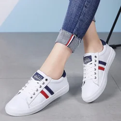 Zapatos de cuero blancos para Primavera, otoño e invierno, zapatos casuales de suela plana, zapatos deportivos transpirables de suela suave, 2020