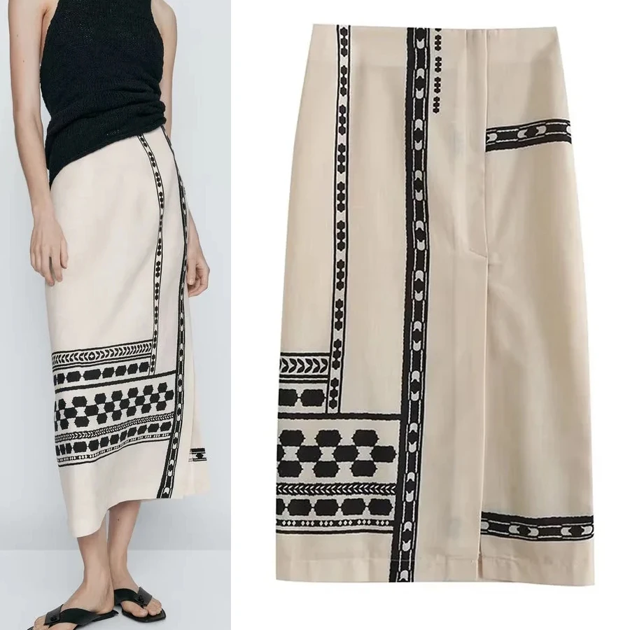 

Faionable n Split f-length Skirt for Women Versatile Pure Sle S2268 Commute Mid-waist A-line Long Skirt