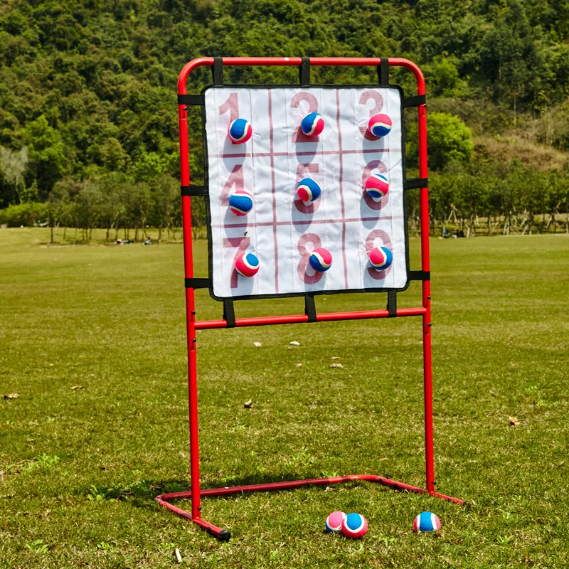 Portable Outdoor Ball Target Game Set, 9-Hole Throwing Target Stand with Sticky Balls for Backyard Activities
