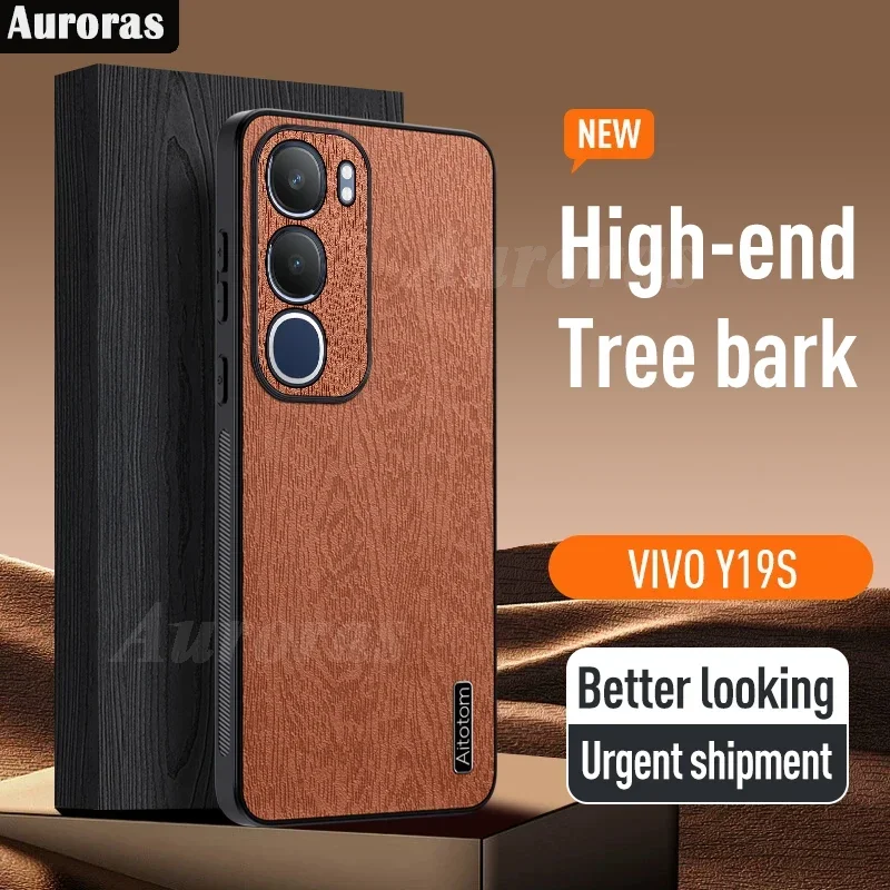 Luxury Wood Grain Leather Case For VIVO Y19S Y28 Y03 Y03T Full Protect Camera Cell Phone Cover Men VIVO Y28 Y03 Y03T T y 19 28