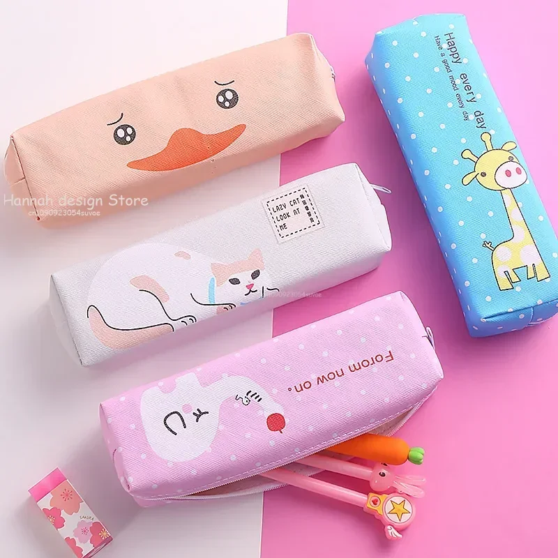 Pink Cartoon animal Pencil Cases Classic Pen Box Bags for Student Big Capacity School Supplies Gift Pencilcases