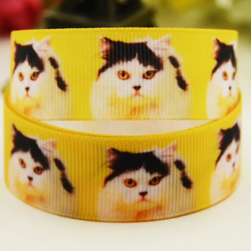 22mm 25mm 38mm 75mm cat cartoon printed Grosgrain Ribbon party decoration 10 Yards satin ribbons