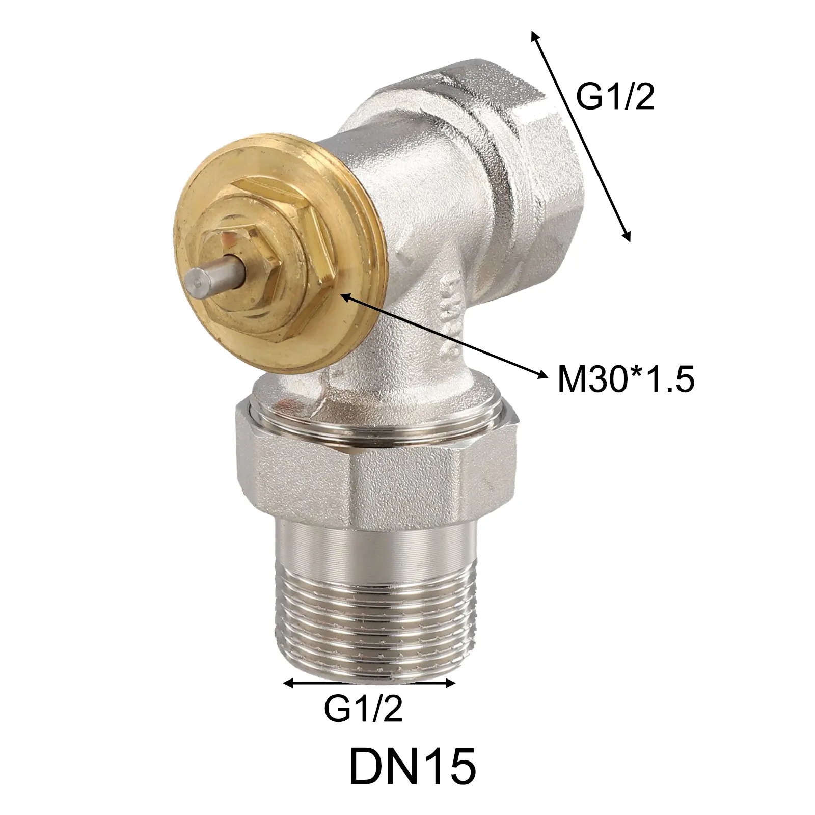 Brass Straight Radiator Valve Without Thermostatic Head For HVAC System DN15 Radiator Angle Thermostatic Regulating Valve