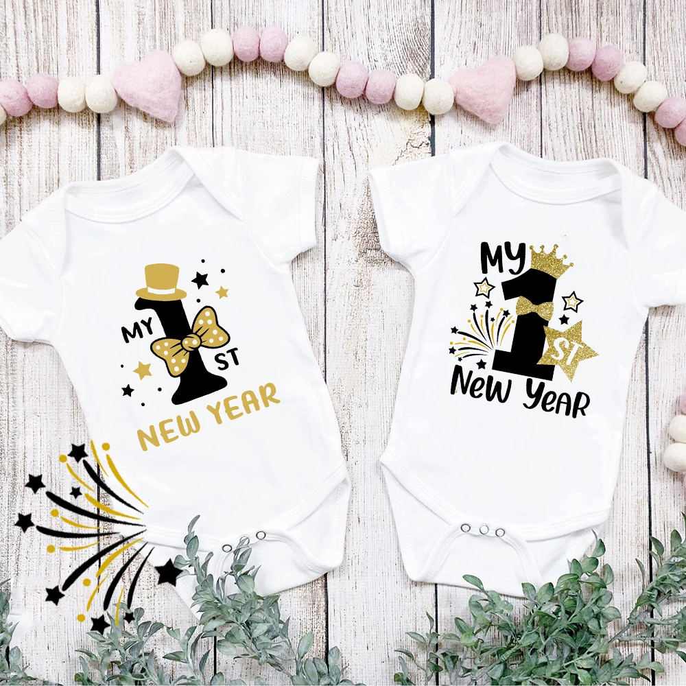 My 1st New Year Baby Romper Hello 2024 Happy New Year Toddler Jumpsuit Baby Gift Cute Holiday Clothes New Years Eve Outfits