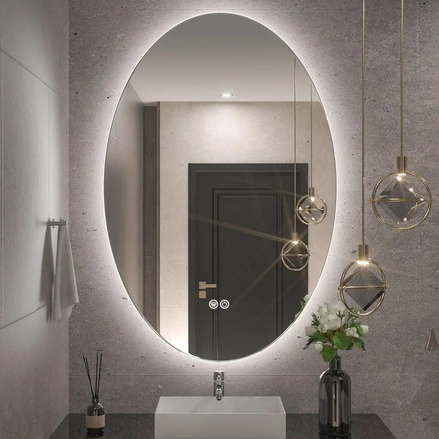 

24x36 Inch Backlit Oval LED Mirror for Bathroom,Vanity Mirror with Lights for Makeup,Dimmable,AntiFog Modern Mirror Wall Mounted
