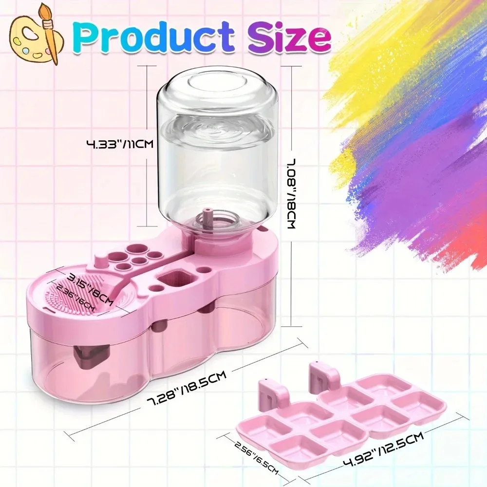 Artist Portable Paint Brush Washer Multifunctional Cleaning Tool With Mixing Palette For Watercolor Acrylic Painting Student Art