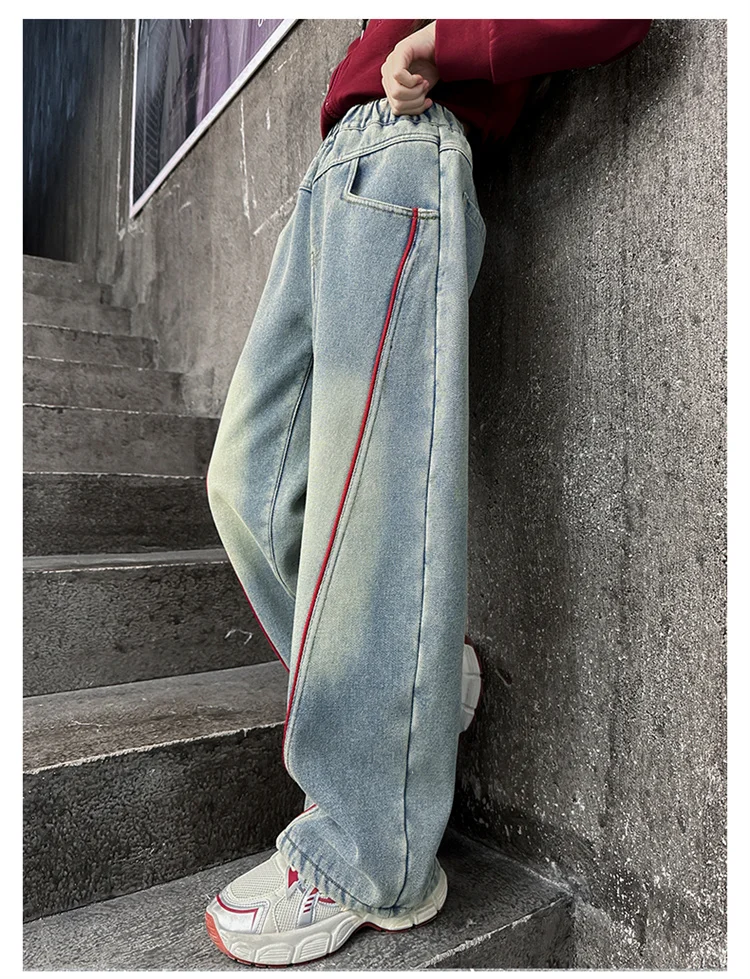 Markendesign Kinder Verdickte Winter-Warmjeans für Mädchen, Lose Gerade Kaschmir-Gefütterte Jeanshosen, Isolierte Denim-Hosen für Kinder – Detail 5