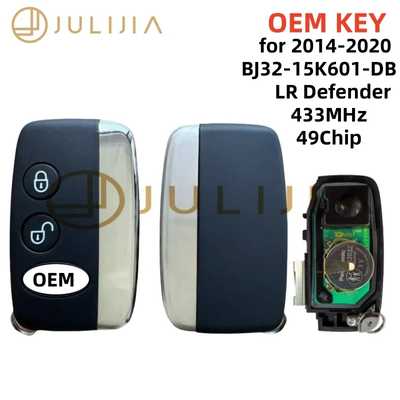 

JULIJIA chave remota inteligente oem original 2 botões 433mhz para land rover defender 2014-2020 BJ32-15K601-DB