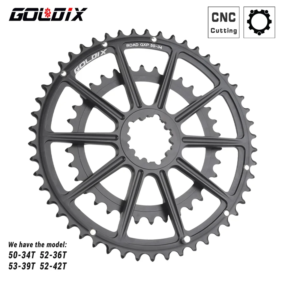 GOLDIX Road Bike Crankset 165/170/172.5/175mm Length Bicycle Crank GXP double Chainring Crown 50-34T/52-42T/53-39T For SHIMANO