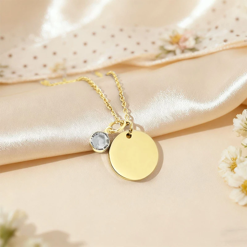 Abestecom 0.5 ct Shiny Round Moissanite Gold-plated Pendant Necklace Flash O Chain Tail with Water Droplet Design Necklace