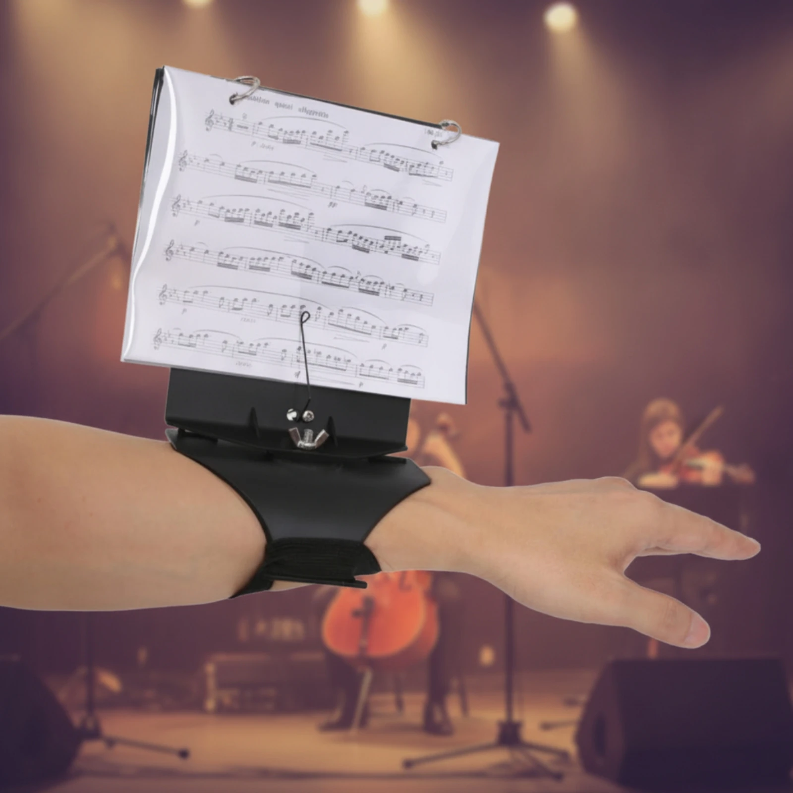 Lire à flûte portable avec sangle de poignet et support pliable, stable pour les performances en extérieur et les fanfare