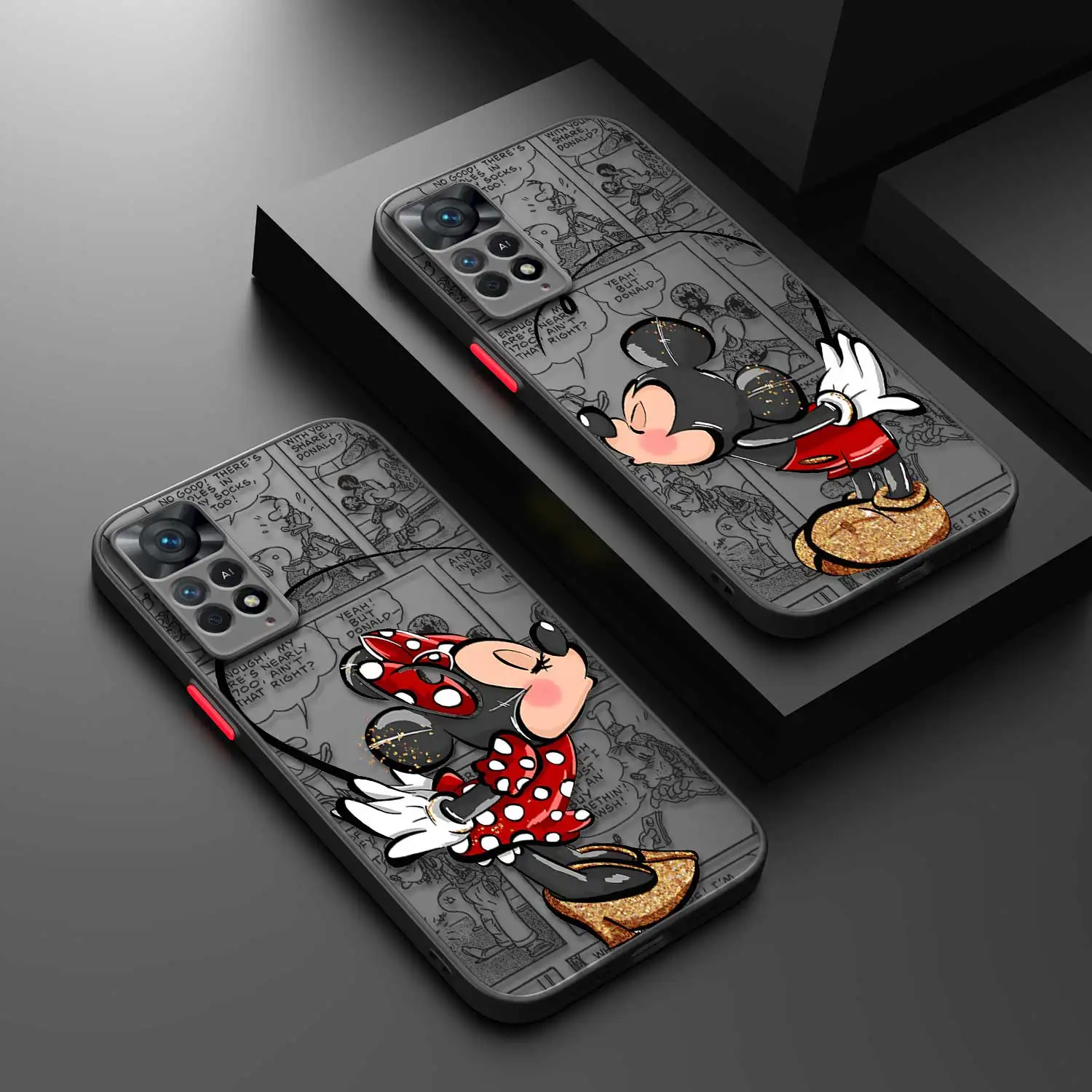 Matte Phone Case for Redmi Note 12 11 10 9s 8 8T 7 redmi 12c 10c 9a 9c K40 Funda Disney Mickey Minnie Love Couple