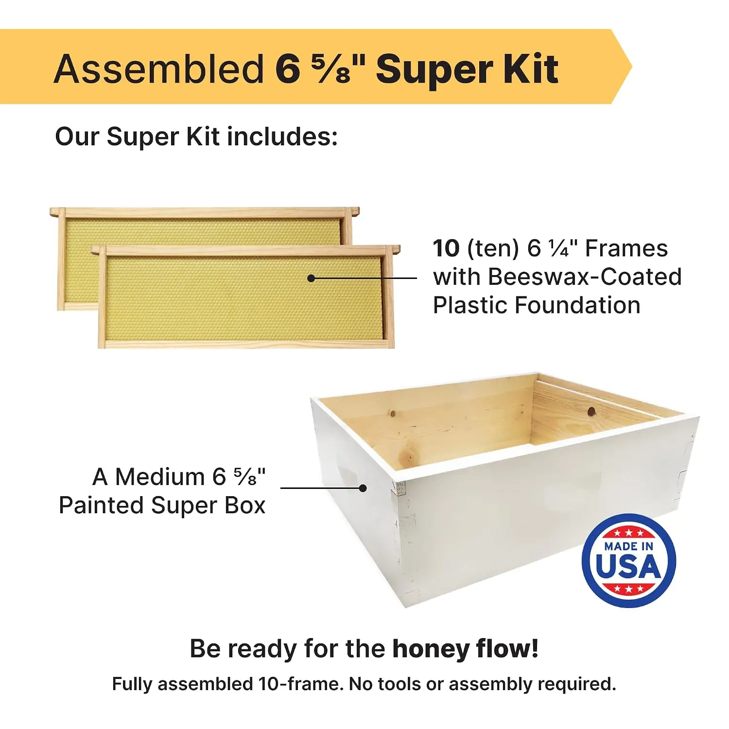 10-Frame Medium Super Kit, Fully Assembled 6⅝