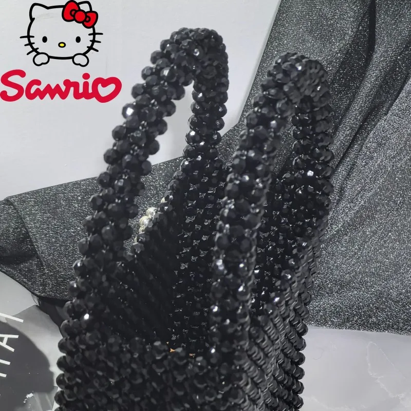   Tas Tangan Wanita Hello Kitty Baru dengan Hiasan Manik-manik, Tas Mini Wanita Tenun Tangan, Tren Mode, Tas Wanita untuk Pesta, Tas Wanita Berkepribadian