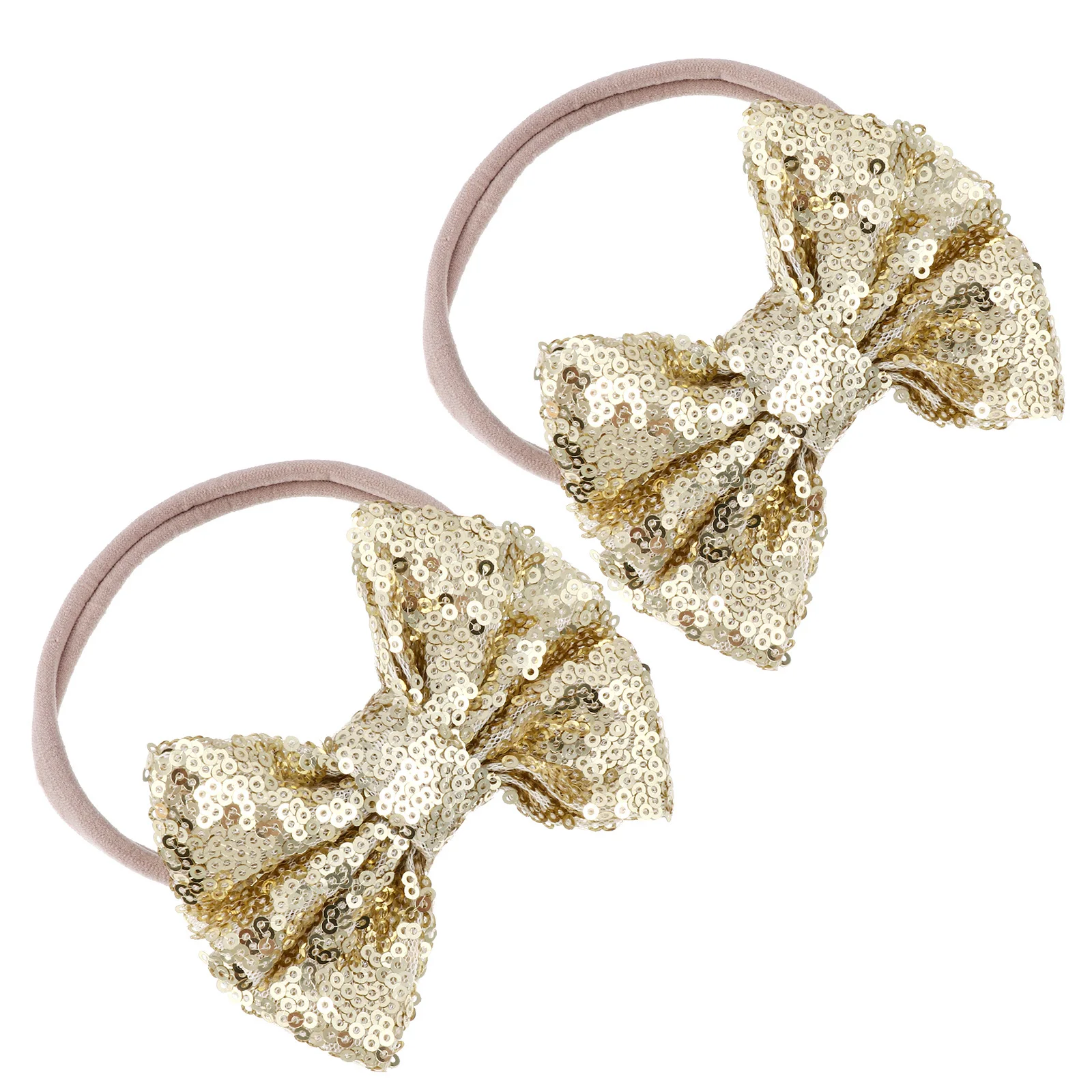

2pcs Sequin Bow Headbands for Baby Girls Golden Elastic Hair Bands Toddler Infant Newborn Wedding Photo Accessories