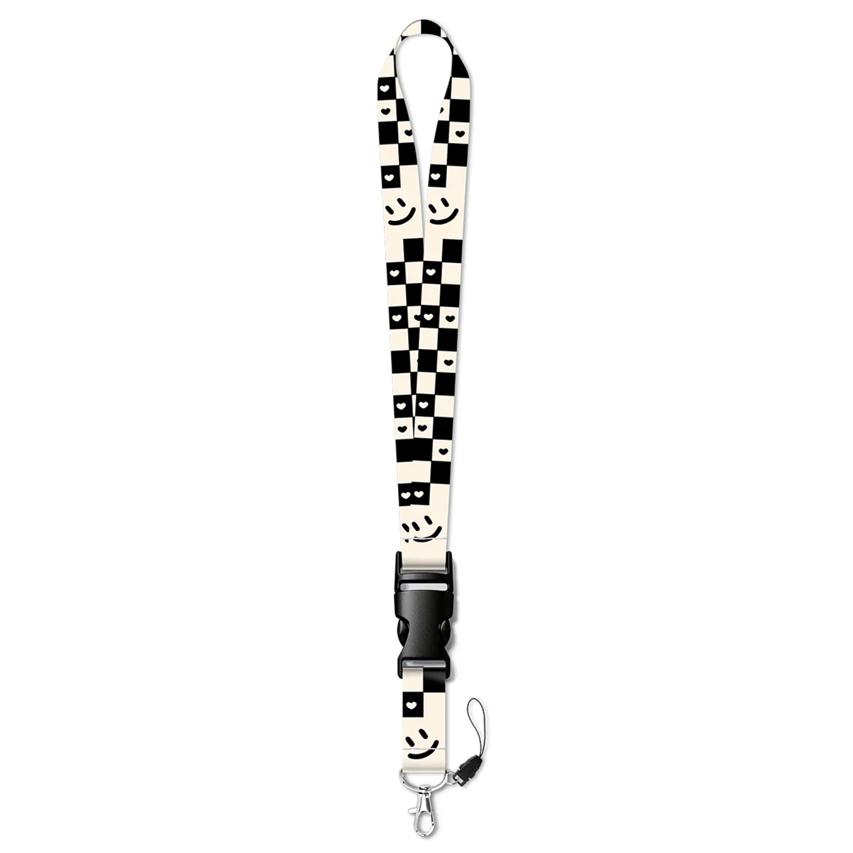 Simple Grid Pattern Women Lanyard For Keys Chain Neck Straps Badge Holder Key Ring ID Credit Card Cover Pass Mobile Phone Charm