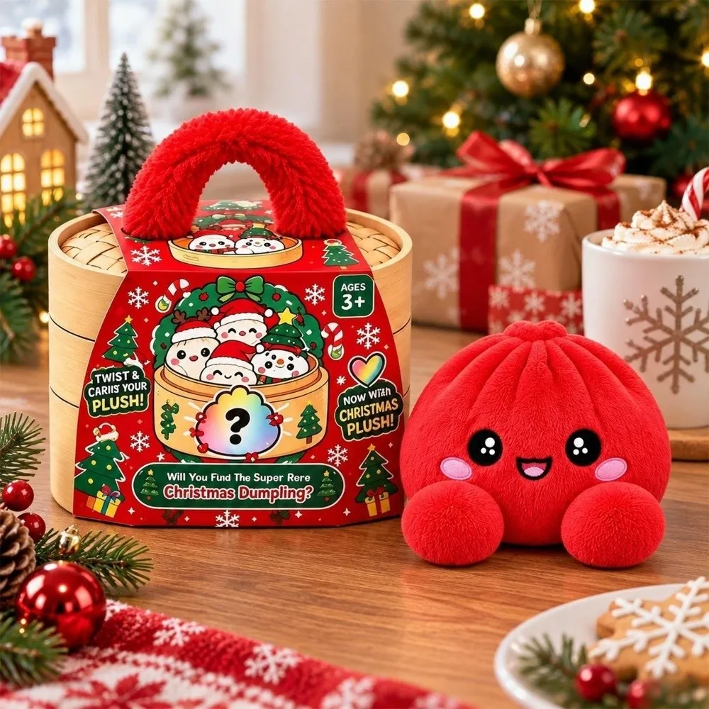 New Soft Christmas Dumpling Squishy Snowflake Pattern Squeezy Squeeze Toy Steamer Basket Box Kids Gift