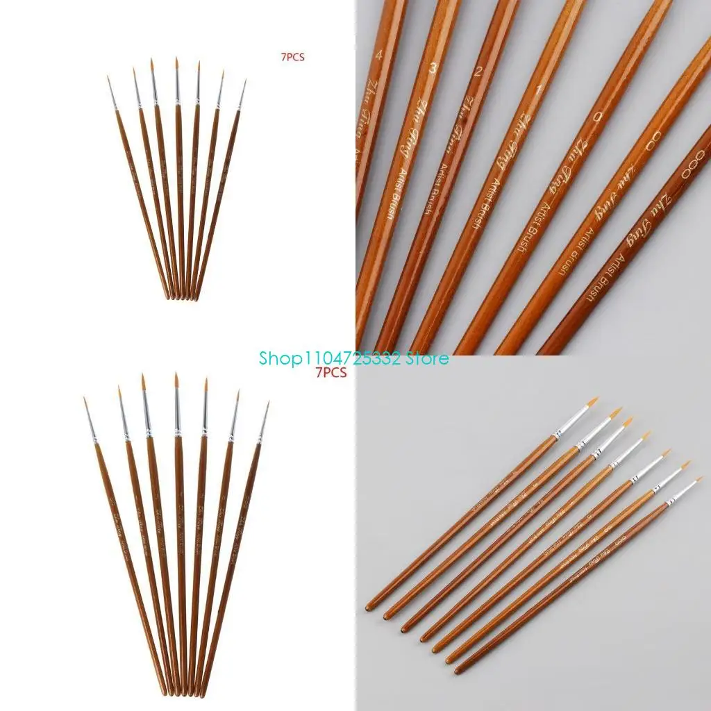 

P5EA 7 шт./компл. профессиональная кисть для рисования деталей с тонким заостренным кончиком, миниатюрные кисти для