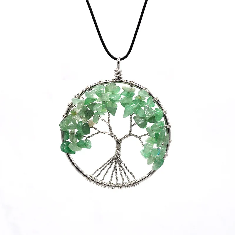 7 Chakra Tree Of Life Pendant Necklace Copper Crystal Natural Stone Necklace Quartz Stones Pendants