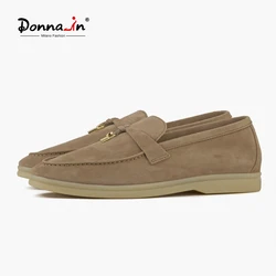 Donna-in Luxury Sheep Suede Loafers Shoes Women Slip-on Casual Flat Shoes Soft Comfortable Tassel Handmade Elegant Female Shoe