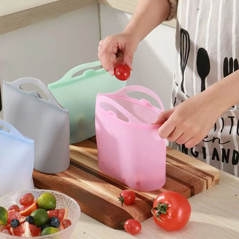 Freezer Bag 1000/1200/1500ml Fresh-Keeping Bag Self-Sealing Portable Food Packaging Bag Leak-Proof Reusable Cooling Bag Picnic