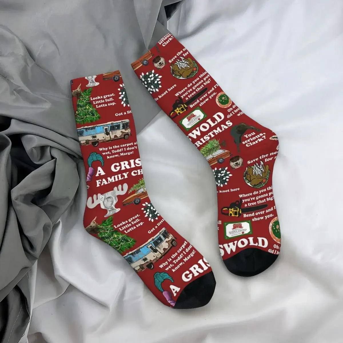 Christmas Vacation Collage Socks Harajuku Sweat Absorbing Stockings All Season Long Socks Accessories for Unisex Gifts