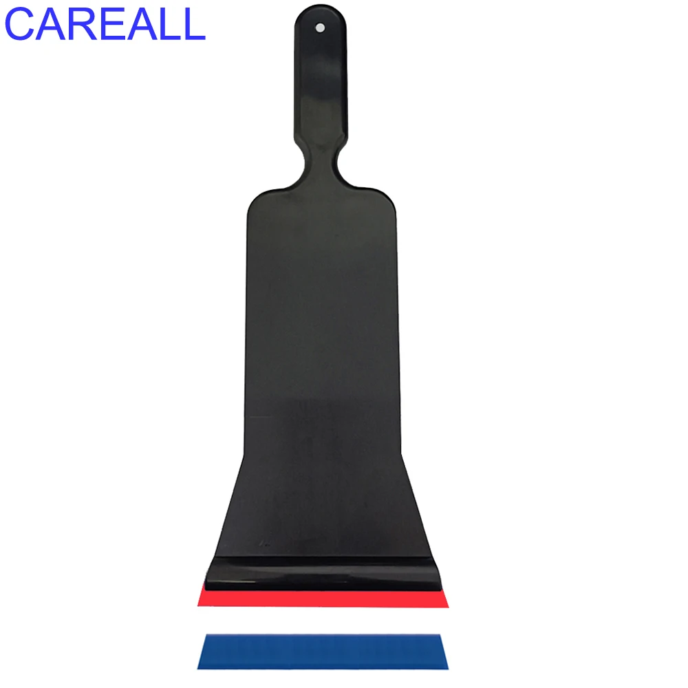 CAREALL Bulldozer Black Squeegee with Rubber Edge for Vinyl Application Tool Long Scraper Car Tint Windshield Cleaning