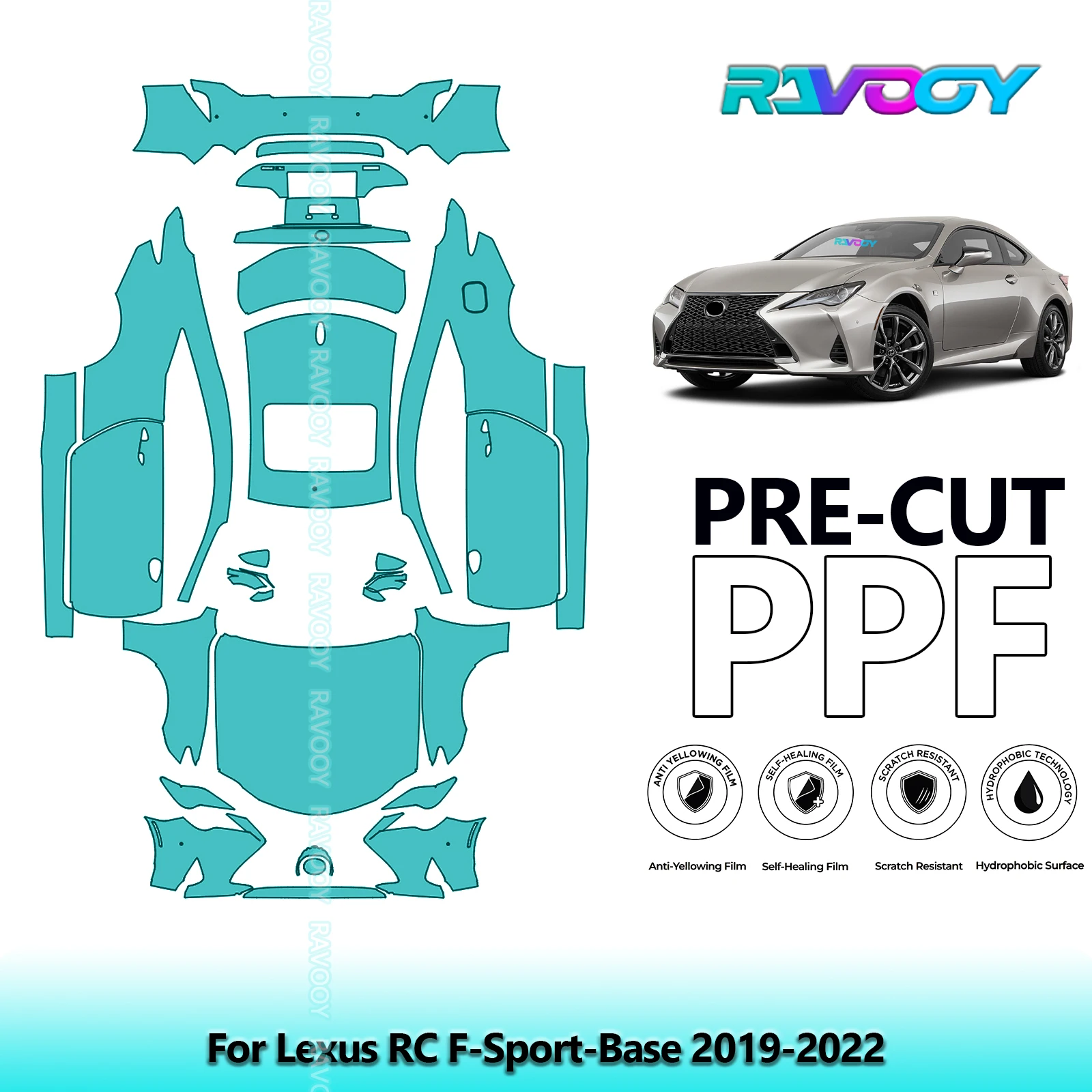 

8.5Mil Full Vehicle Precut PPF Paint Protection Film For Lexus RC F-Sport-Base 2019-2022