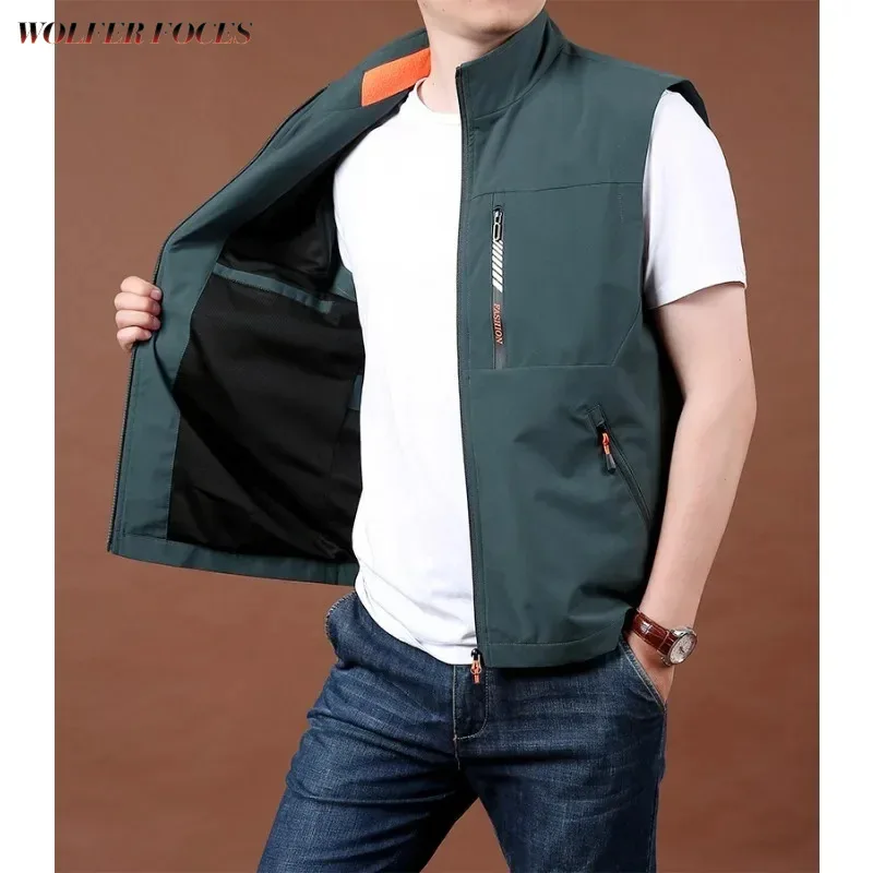 

Pocket Men's Vest Multi Sleeveless Fishing Tactical Men Jacket Coats Original Work High Quality Hunting Plus Size Outerwear MAN