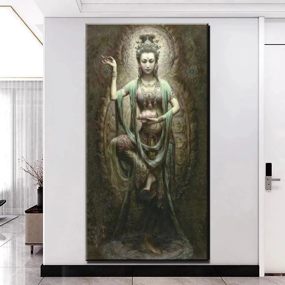 Dunhuang Guanyin Diamond Painting Full Kits DIY 5D Cross Stitch Beads Embroidery Religion Patterns Rhinestones Mosaic Home Decor