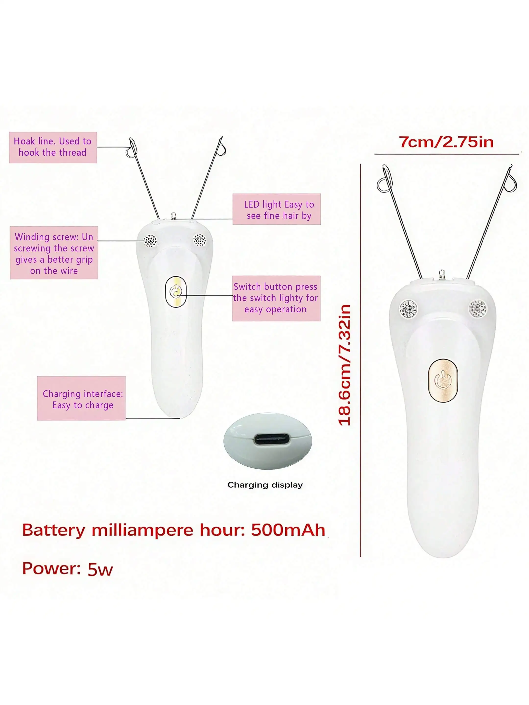 2026 مزيل شعر الوجه الكهربائي سلك ماكينة حلاقة الشعر الجمال لنزع الشعر القطن قوة خيوط قابلة للشحن