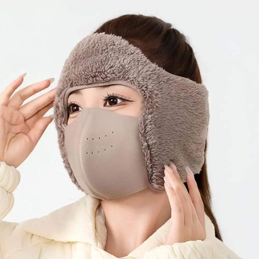 Winter Warm Face Mask Thickened Fabric Earflap Windproof Cycling Face Cover Built in Ear Covers Fits Most Head Sizes