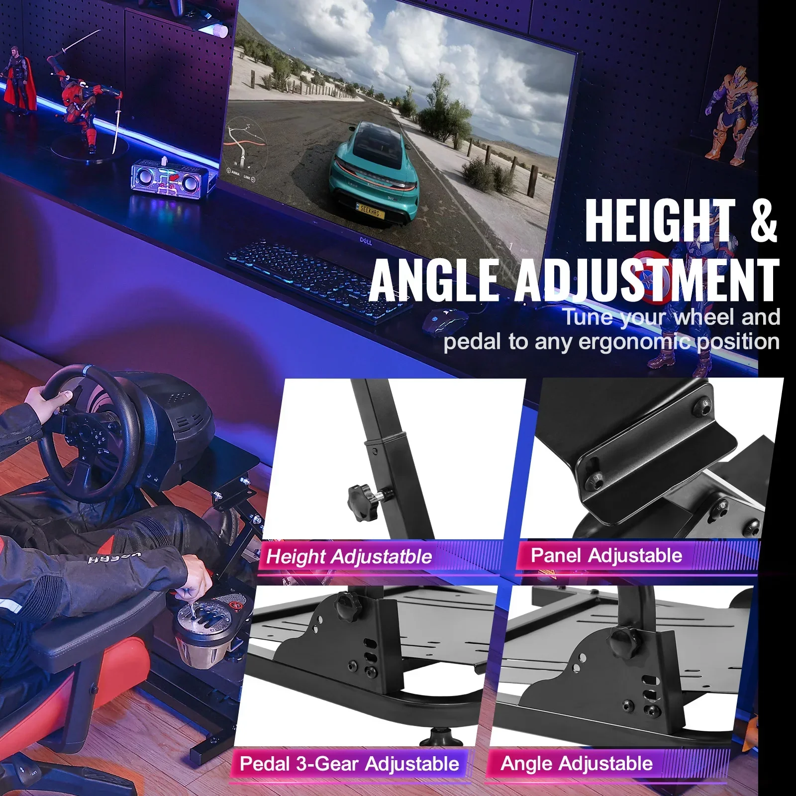 VEVOR G920 pedal roda kemudi balap, pedal roda kemudi game balap cocok untuk Logitech G27 G25 G29