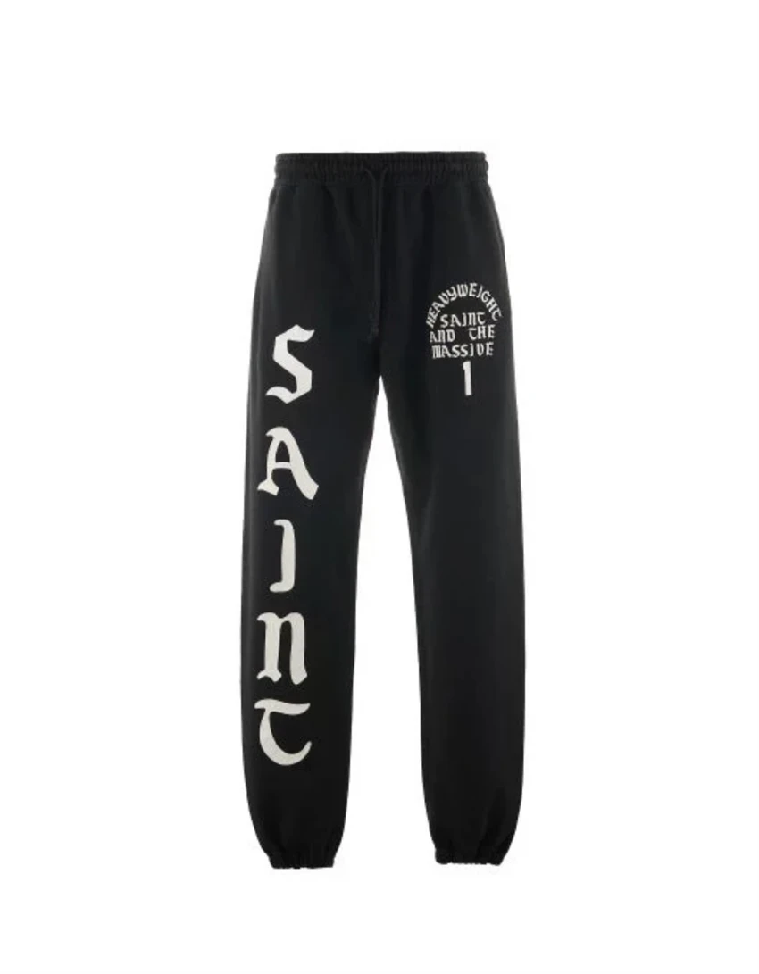 High Quality Vintage Saint Street Letter Printed Washed High Street Casual Pure Cotton Fleece Sports Trendy Leggins Pants