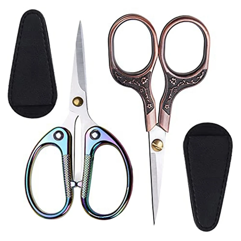 2Pcs Vintage Precision Scissors ,For Embroidery,Craft, Art Work,Threading, Needlework - DIY Tools,Sturdy Sharp Scissors