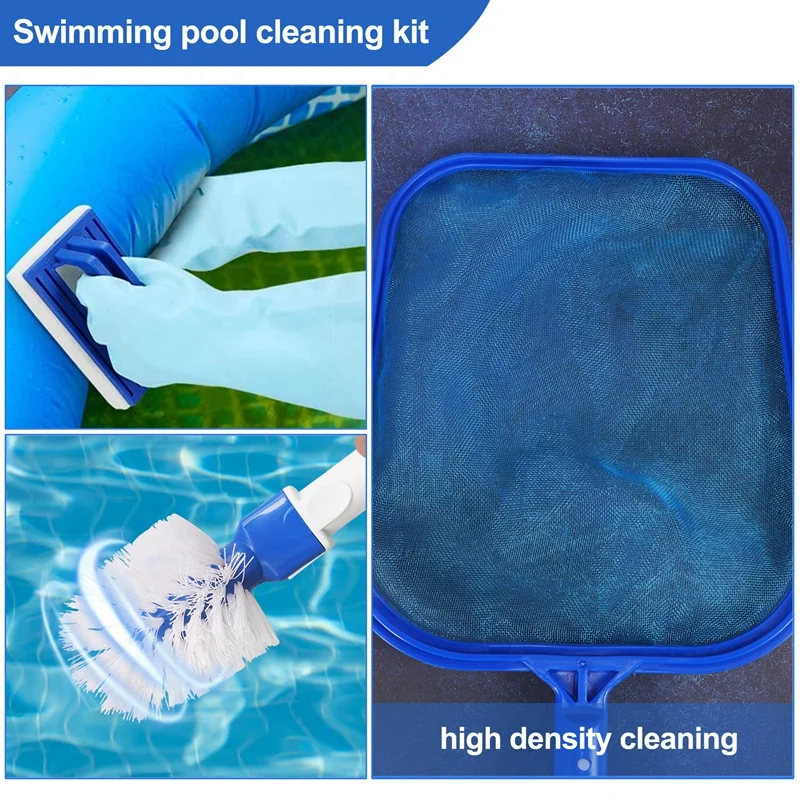 Pool Cleaning Kit, Portable Spa Hot Tub Swimming Pool Accessories With Leaf Skimmer Net, Sponge Brush