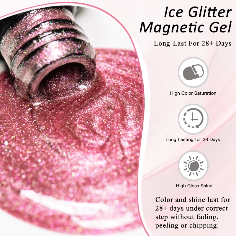 MEET ACROSS 7ml Ice Glitter Gel magnetico Smalto per unghie Auroras Fash Cat Eye Gel Soak Off Gel UV Nail Art Smalto Auroras Top Coat