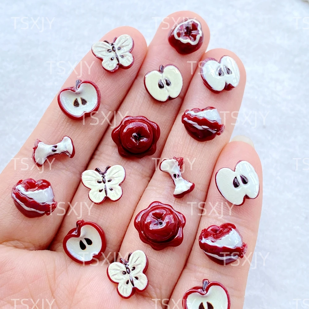 50Pcs New Mixed Nail Art Cute Mini Christmas Red Apples Charms Rhinestones DIY Craft For Nail 3D Decorations view 5