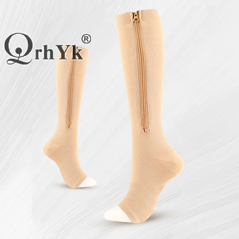 Medical Sports Compression Zipper Socks Vein Stretch Socks Women Men High Elasticity Pressure Long Cycling Socks Leg Support