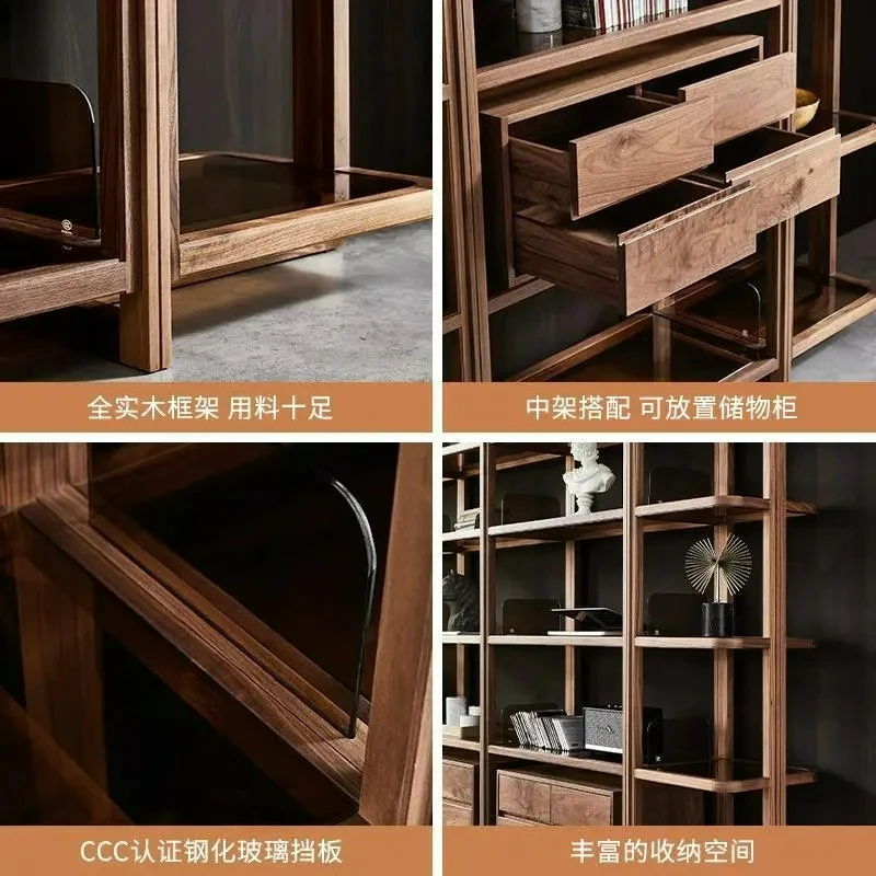 Customizable North American Shelf All Solid Wood Nordic Bogu Display Cabinet