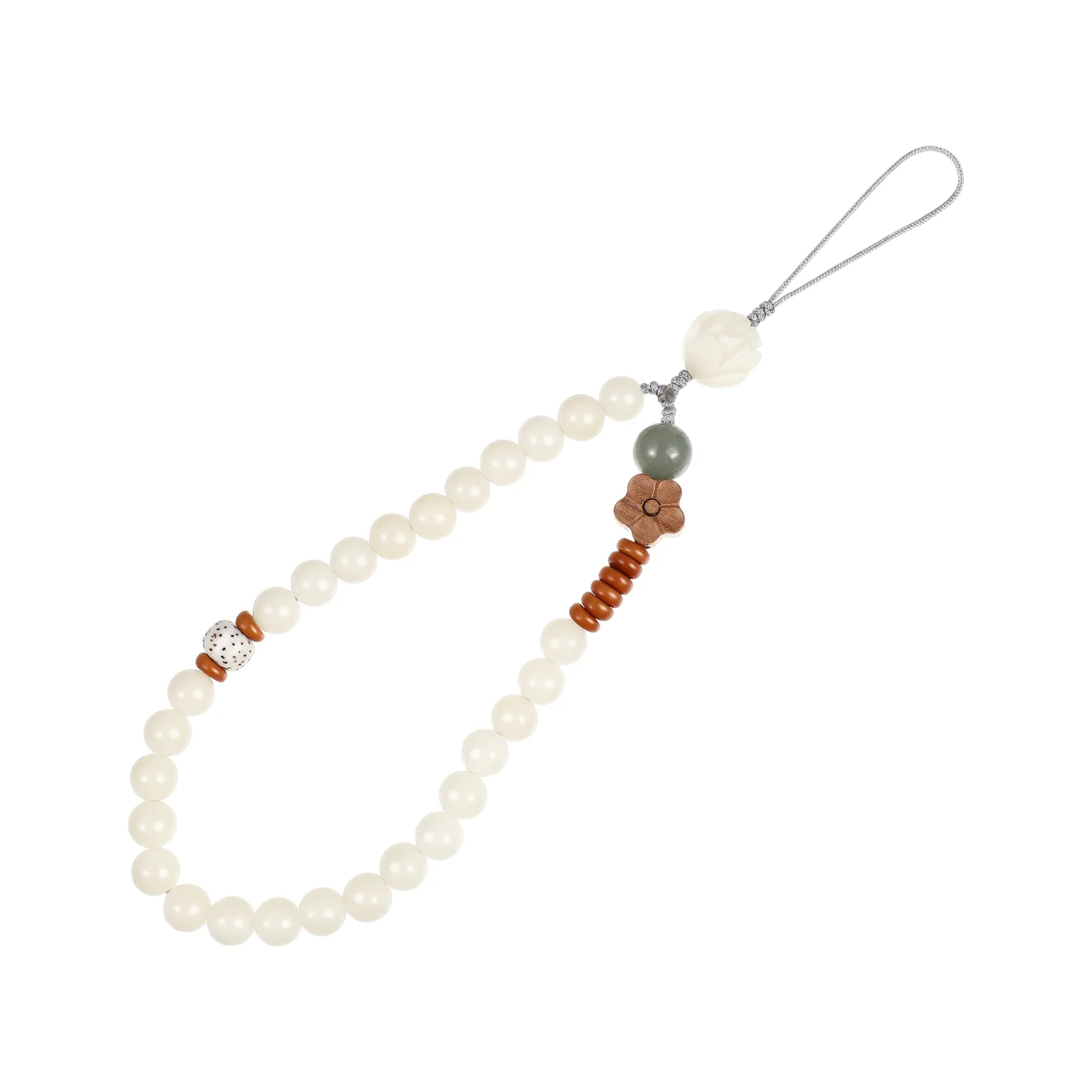 Mobile Phone Strap White Jade Bodhi Lanyard Chinoiserie Ornaments Wooden Dainty Bracelet Cord