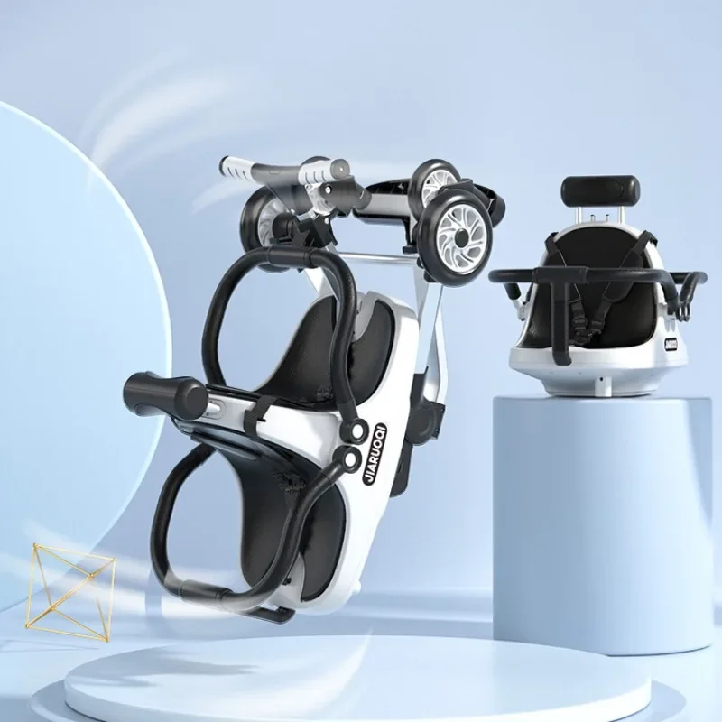 รถเข็นเด็กแฝดพับได้เพียงคลิกเดียว พับเก็บได้ พกพาสะดวก สามารถนอนและนั่งได้ รถเข็นเด็กแบบคู่อเนกประสงค์ 2 ที่นั่ง