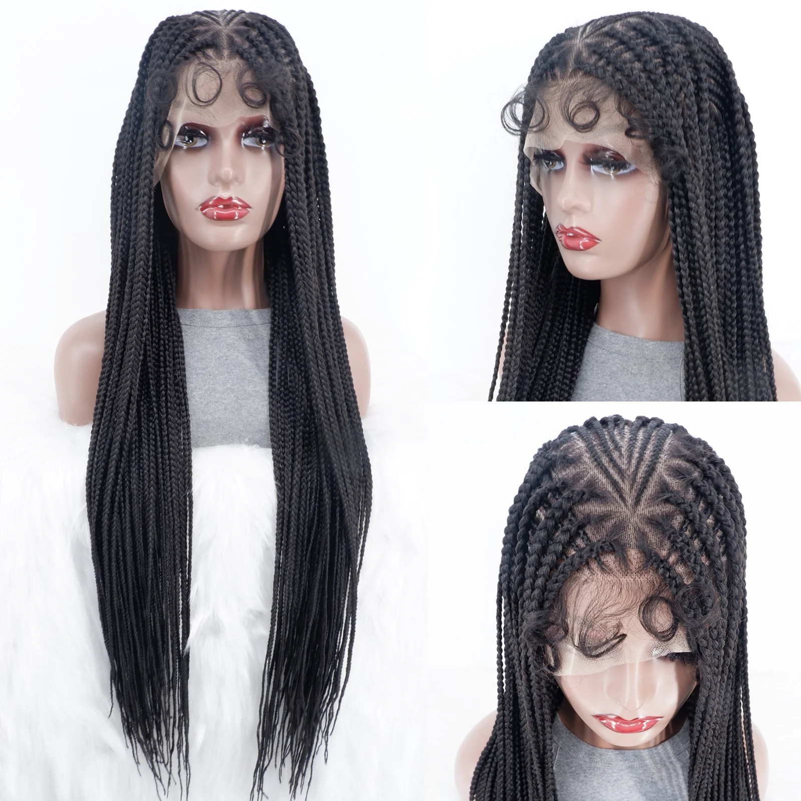 36Inch Senegalese Twists Synthetic Full Lace Braided Wigs for Black Women Box Braid Knotless Lace Front Braid Wig with Baby Hair